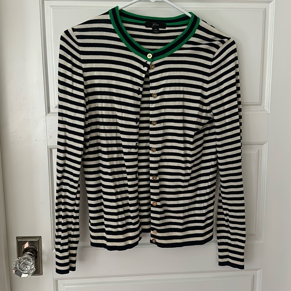 J crew striped cardigan